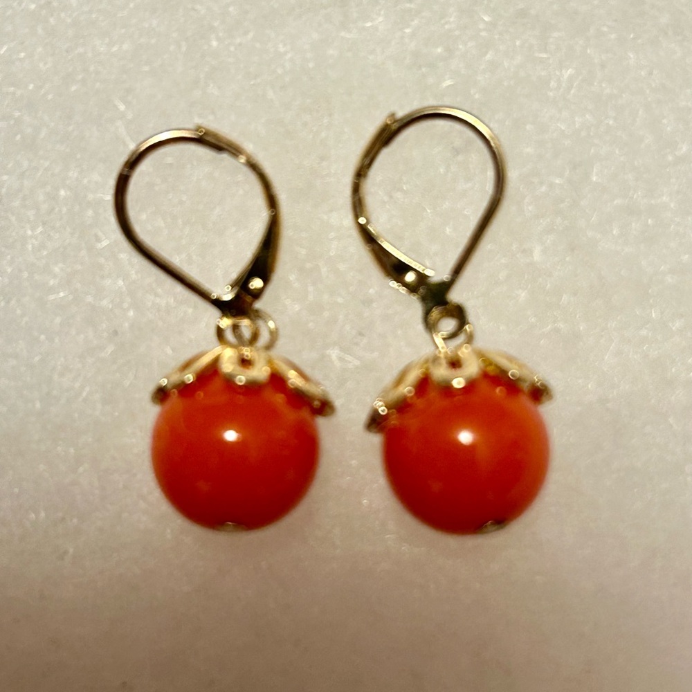 Isaac Mizrahi orange and gold ball earringa NWOT